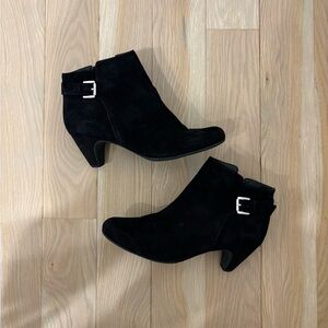 Sam Edelman Black Suede Ankle Booties with Buckle